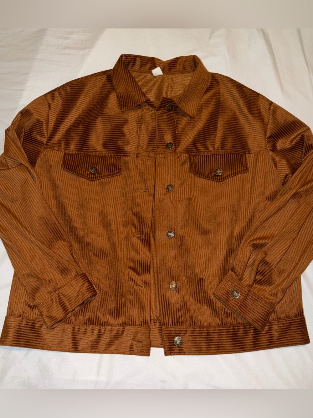 H&M Women's Corduroy Shirt Jacket in Rich Brown